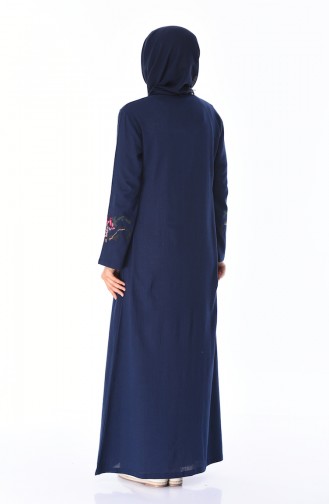 Besticktes Şile-Stoff Abaya 22206-02 Dunkelblau 22206-02