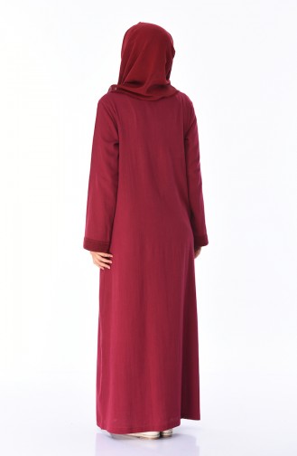 Spitzen Detailliertes Abaya aus Şile Stoff 42204-08 Weinrot 42204-08