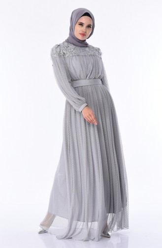 Grau Hijab-Abendkleider 5070-02