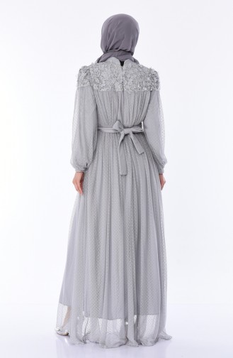 Gray Hijab Evening Dress 5070-02