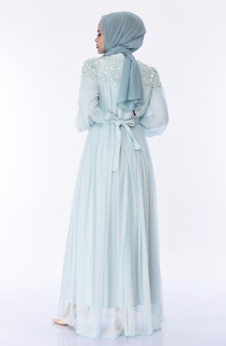 Mint Green Hijab Evening Dress 5070-03