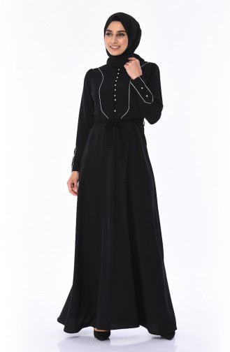 Schwarz Hijab Kleider 8152-06