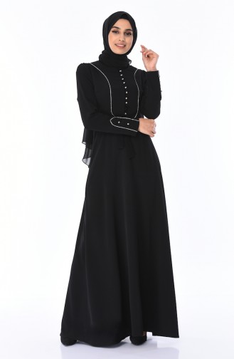 Schwarz Hijab Kleider 8152-06