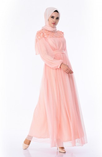 Lachsrosa Hijab-Abendkleider 5070-01