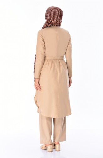 Düğme Detaylı Tunik Pantolon İkili Takım 5483-05 Bej