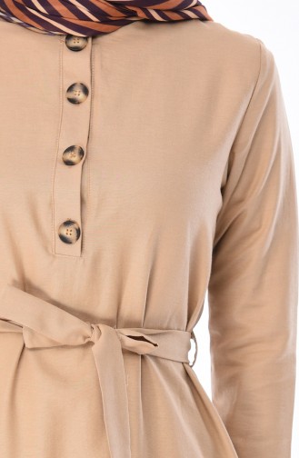 Düğme Detaylı Tunik Pantolon İkili Takım 5483-05 Bej
