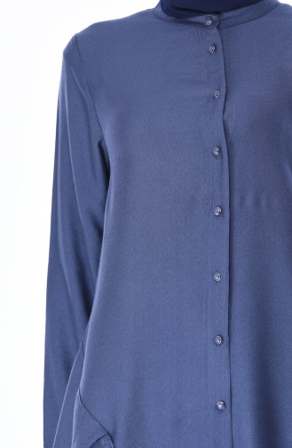 Büyük Beden Püsküllü Tunik Pantolon İkili Takım 0376-02 İndigo