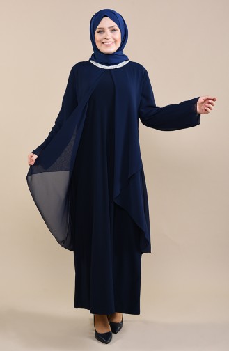 Dunkelblau Hijab-Abendkleider 2422-03