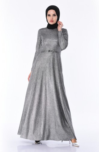 Abendkleid mit Gürtel 9006-01 Silber 9006-01