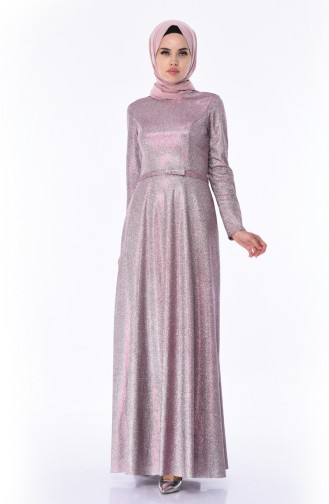 Plum Hijab Evening Dress 9006-02