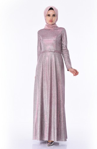 Silbernes Abendkleid mit Gürtel 9006-02 Zwetschge 9006-02