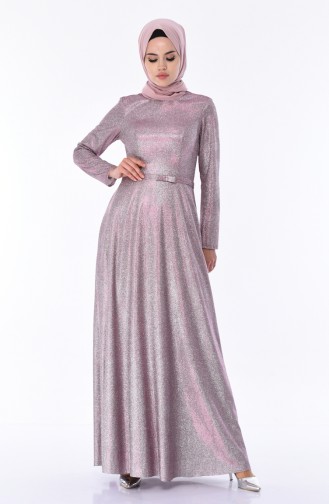 Plum Hijab Evening Dress 9006-02