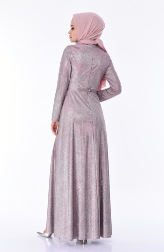 Silbernes Abendkleid mit Gürtel 9006-02 Zwetschge 9006-02