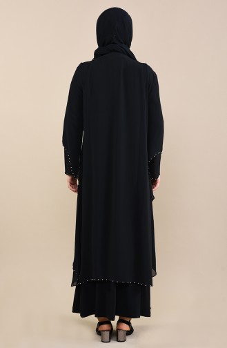 Robe de Soirée Perlées Grande Taille 3146-01 Noir 3146-01