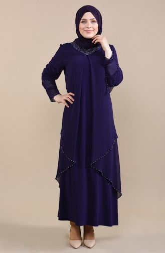 Purple Hijab Evening Dress 3146-03