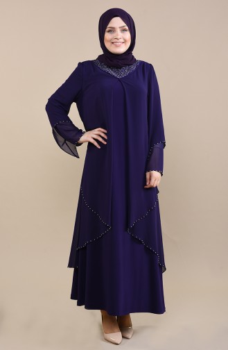 Robe de Soirée Perlées Grande Taille 3146-03 Pourpre 3146-03