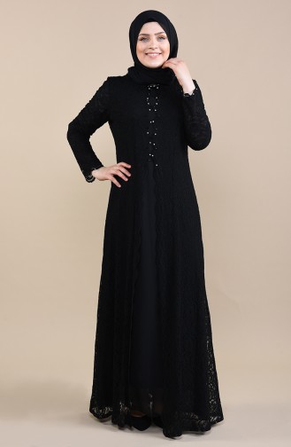 Black Hijab Evening Dress 5070-04