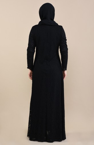 Black Hijab Evening Dress 5070-04