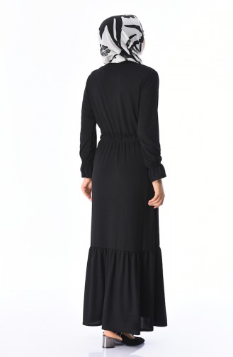 Beli Lastikli Elbise 2248-03 Siyah