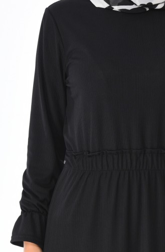 Beli Lastikli Elbise 2248-03 Siyah