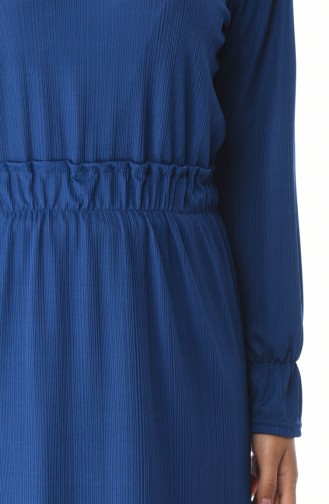 Beli Lastikli Elbise 2248-05 İndigo