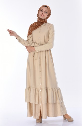 Beige Hijab Dress 4282-04