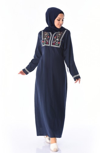 Navy Blue Hijab Dress 6000-02