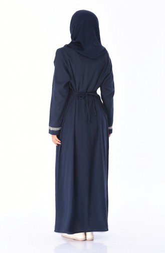 Nakışlı Şile Bezi Elbise 6000-02 Lacivert