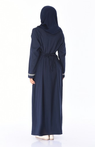 Besticktes Kleid mit Şile-Stoff 6000-02 Dunkelblau 6000-02