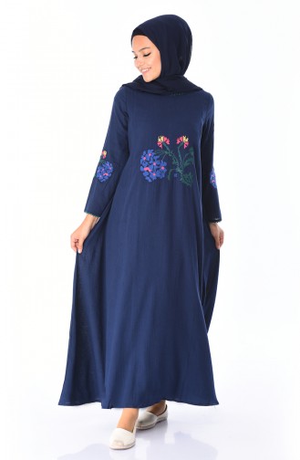 Navy Blue Hijab Dress 22203-03