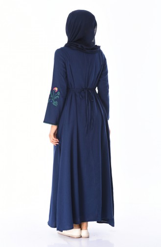 Navy Blue Hijab Dress 22203-03