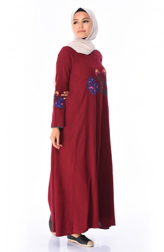 Claret Red Hijab Dress 22203-04