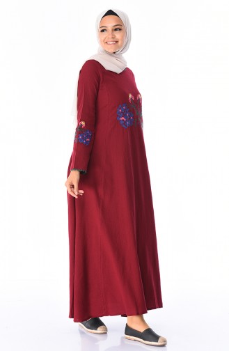 Claret Red Hijab Dress 22203-04