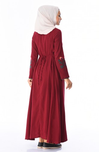 Claret Red Hijab Dress 22203-04