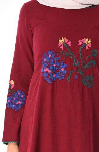 Claret Red Hijab Dress 22203-04