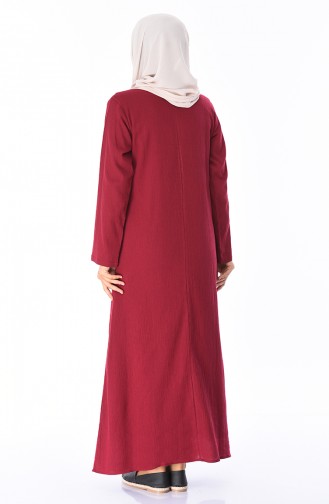 Claret Red Hijab Dress 22205-01