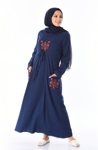 Dunkelblau Hijab Kleider 22205-04