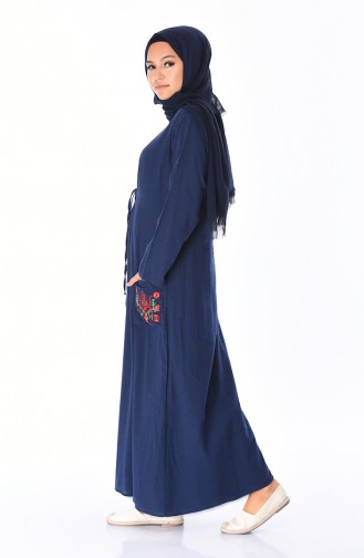 Navy Blue Hijab Dress 22205-04