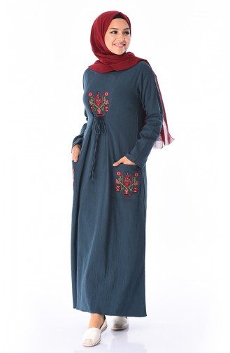Petroleum Hijab Kleider 22205-06