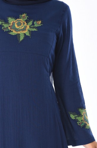 Navy Blue Hijab Dress 22210-01