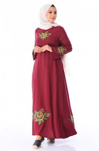 Claret Red Hijab Dress 22210-02