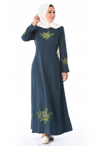 Petrol Hijab Dress 22210-07
