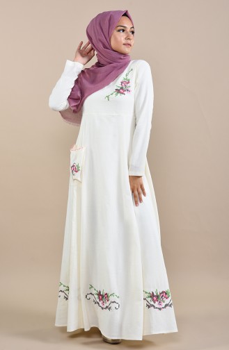 Ecru Hijab Dress 22215-01