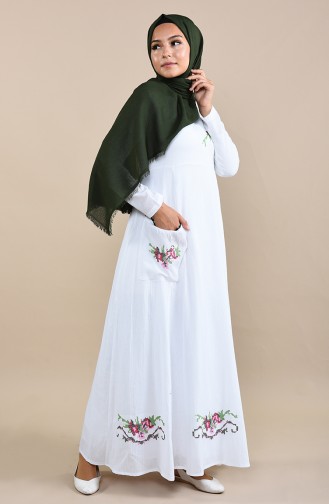 White Hijab Dress 22215-04