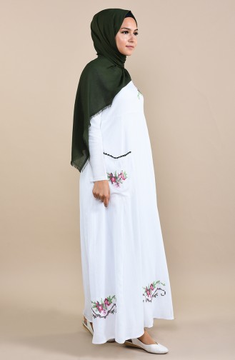 White Hijab Dress 22215-04