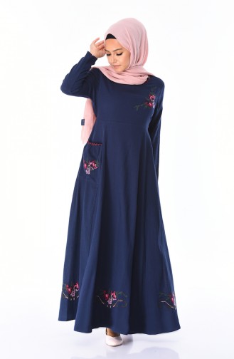 Navy Blue Hijab Dress 22215-05