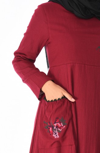 Claret Red Hijab Dress 22215-08