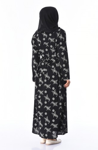 Baskılı Şile Bezi Elbise 32201A-01 Siyah