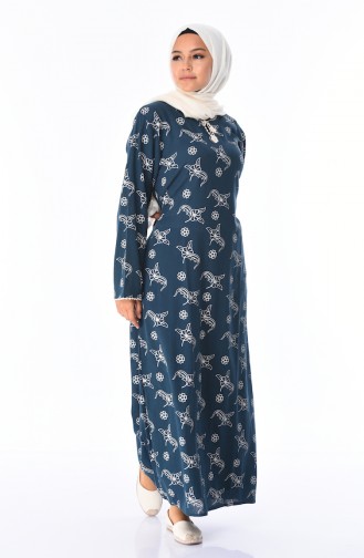 Petrol Hijab Dress 32201A-03