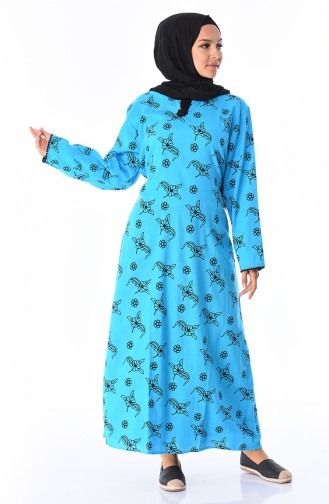 Turquoise Hijab Dress 32201A-04
